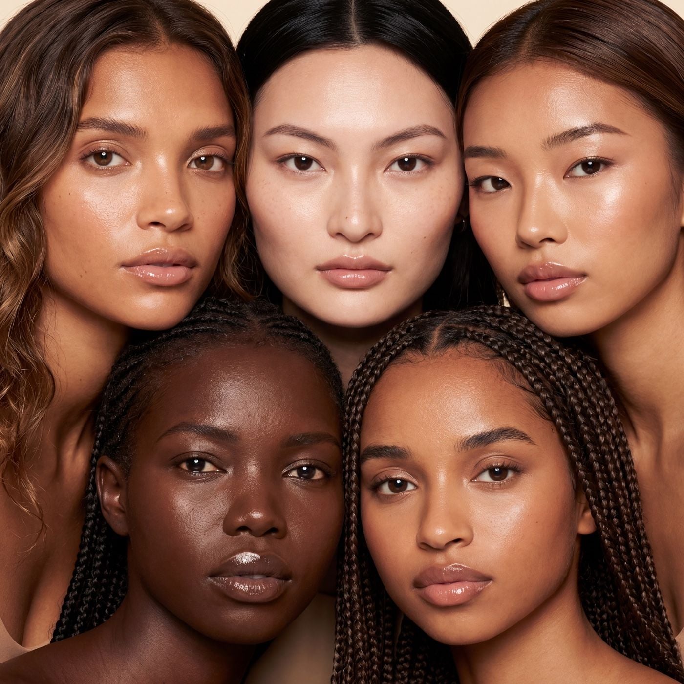 Models showing the full range of bbrose foundation shades